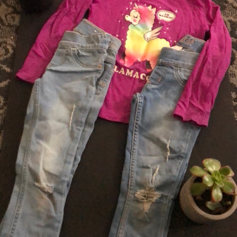 Justice Super Skinny jeans+ shirt